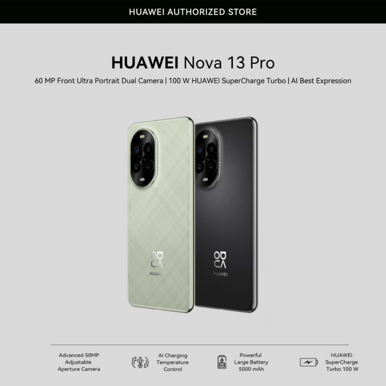 HUAWEI nova 13 Pro | 12GB + 512GB | 60 MP Front Ultra Portrait Dual Camera | 100W HUAWEI SuperCharge Turbo Harga  7,299,000 Ringgit*Penghantaran Percuma