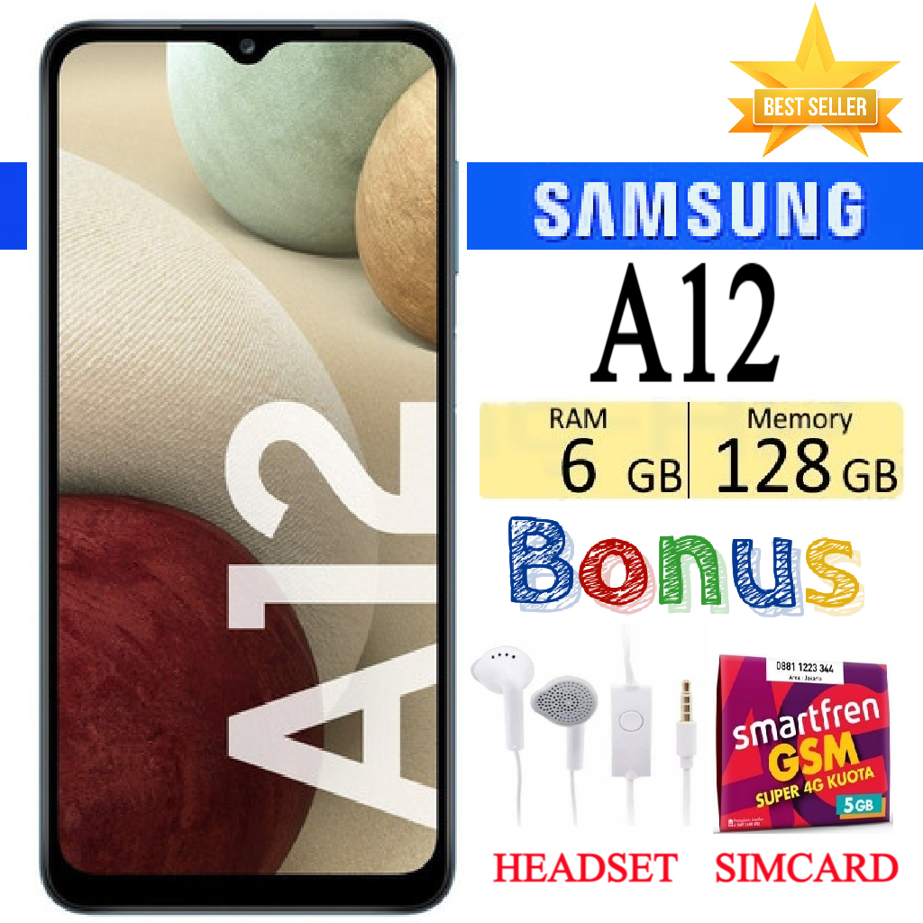 Samsung Galaxy a12 / A12 (2021) RAM 6GB ROM 128GB FULLSET Bergaransi - PROMO Harga 1,234,800 rupiah*Gratis Ongkir