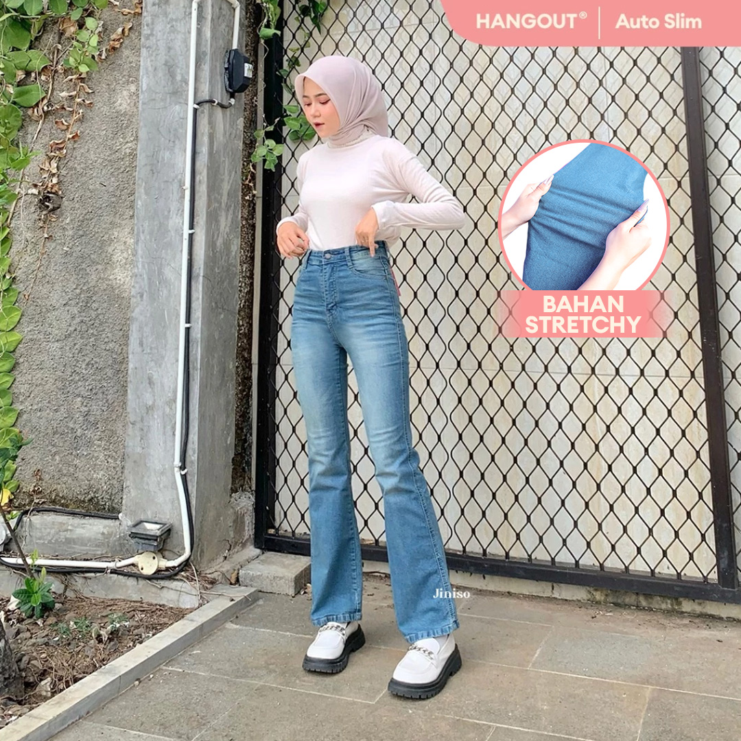 Jiniso - Highwaist Stretch Cutbray Pocket Jeans 710 Hangout Harga 206,000 rupiah*Gratis Ongkir