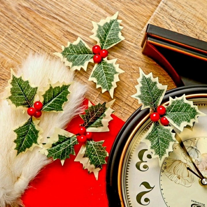 Daun + Cherry Hiasan Dekorasi Kado Parcel Hampers Natal Murah