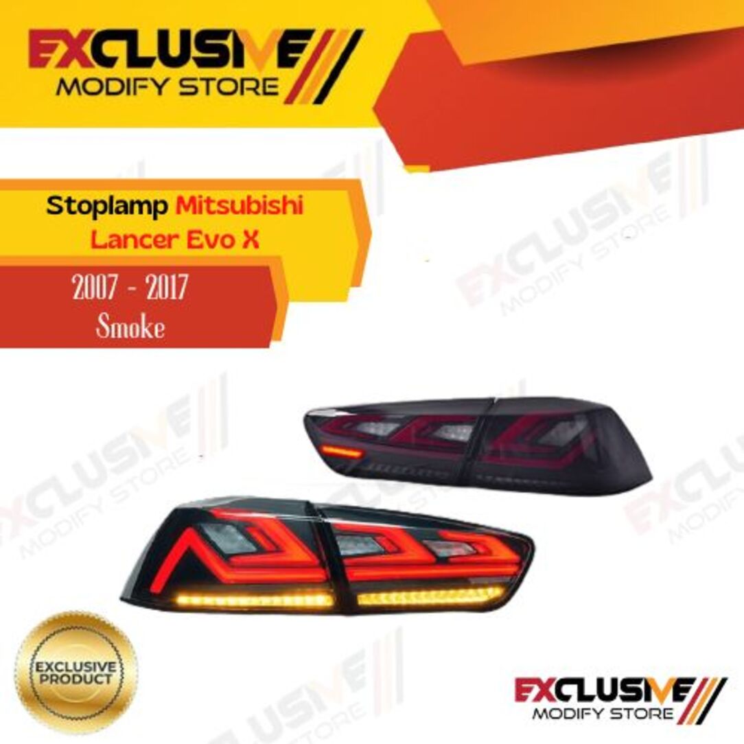 STOPLAMP/LAMPU BELAKANG MITSUBISHI NEW LANCER EX / EVO X 2007 - 2017 SMOKE Harga 6,500,000 rupiah*Gratis Ongkir