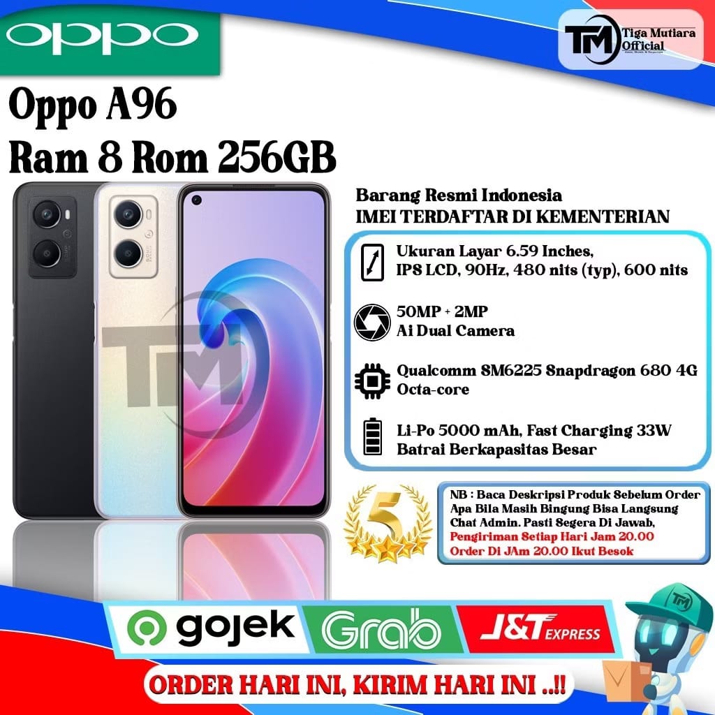 A96 Ram 8 Rom 256GB Harga  2,349,000 rupiah*Gratis Ongkir