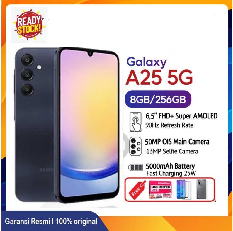 Samsung Galaxy A25 5g official warranty ein I-yellow, 8GB/256GB Harga 2,477,550 rupiah*Gratis Ongkir