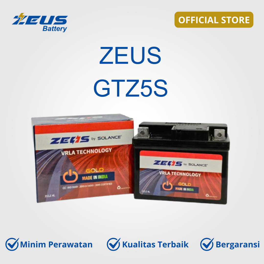 Zeus Gtz5S Mf Dry Battery Suitable for Honda Beat + Vario 110 + Scoopy + Spacy + Vixion Motorcycles Harga 196,000 rupiah*Gratis Ongkir