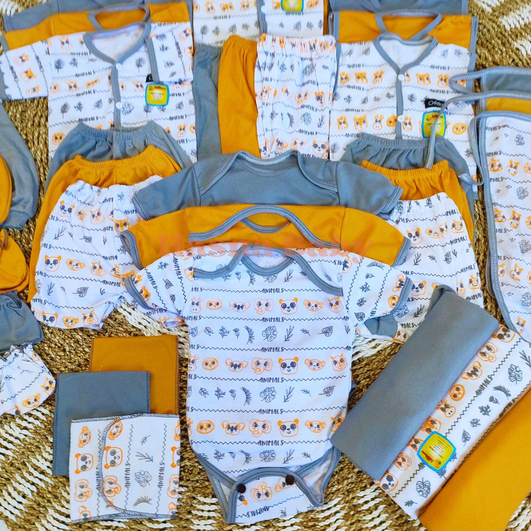 39Pcs Paket Lahiran Lengkap Sni Baju Bayi Celana Bayi Baru Lahir Karakter Lucu, Sartaki, Jumper, Popok Tali, Baby Newborn Gift Set Paket Brojol Seri Abu Dan Mustard-JL Baby Harga 199,999 rupiah*Gratis Ongkir