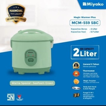 Miyako Rice Cooker 2 Liter Mcm 559 Sbc Magic Com 559Sbc Nanoal Harga  297,900 rupiah*Gratis Ongkir