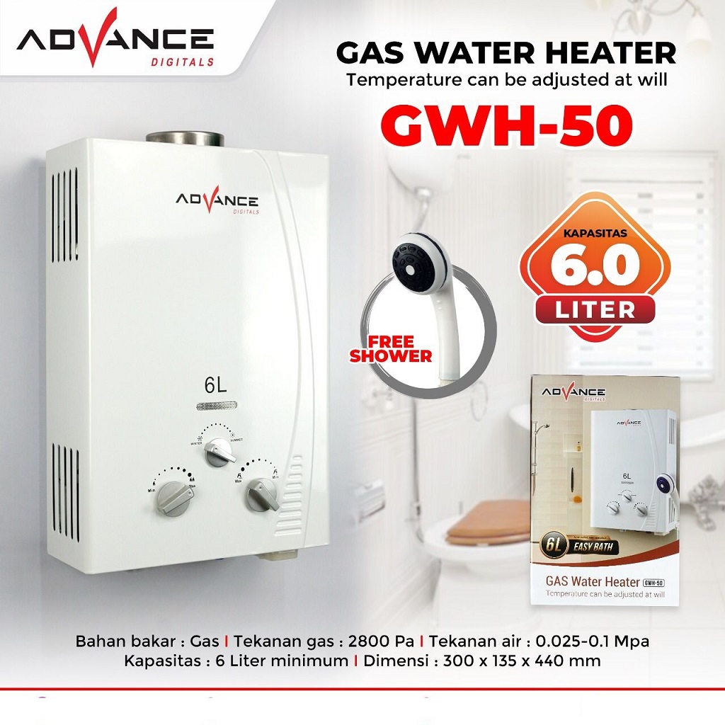 Advance Water Heater GWH-50 Pemanas Air Gas 6 Liter Garansi 1 tahun |  Lazada Indonesia