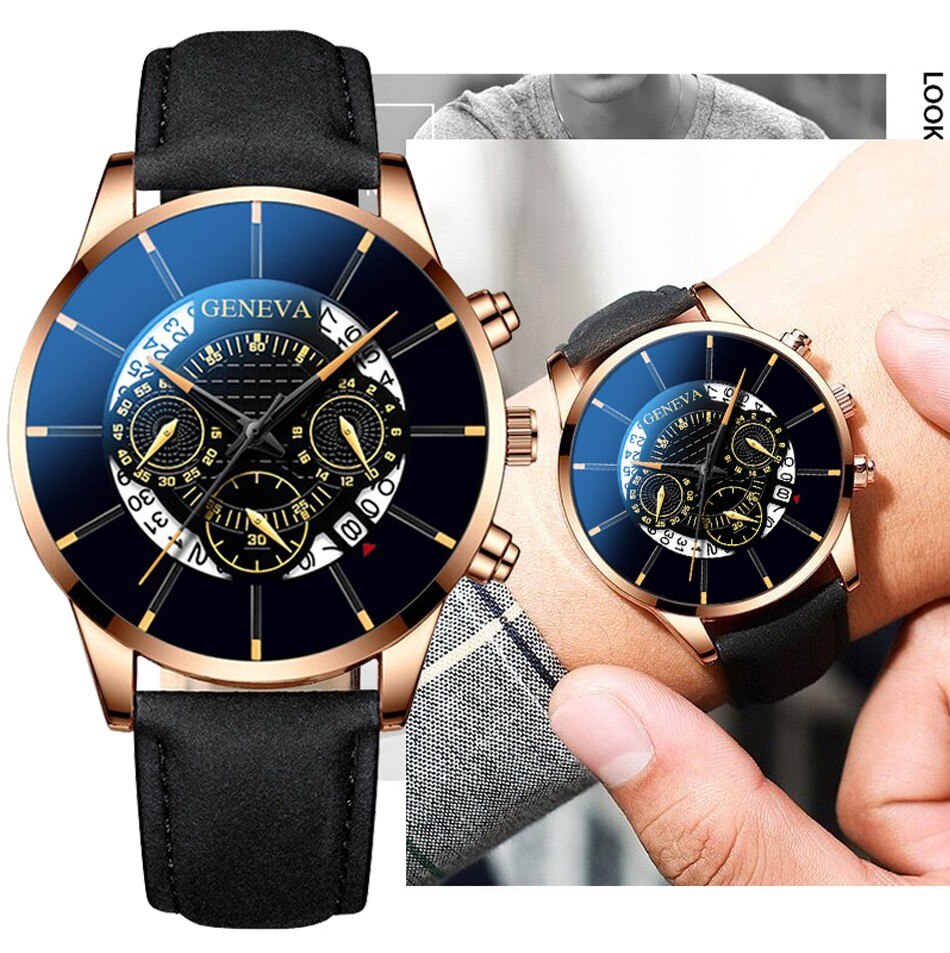 	 Laswatch Jam Tangan Pria Dewasa Geneva Chrono Kulit 	