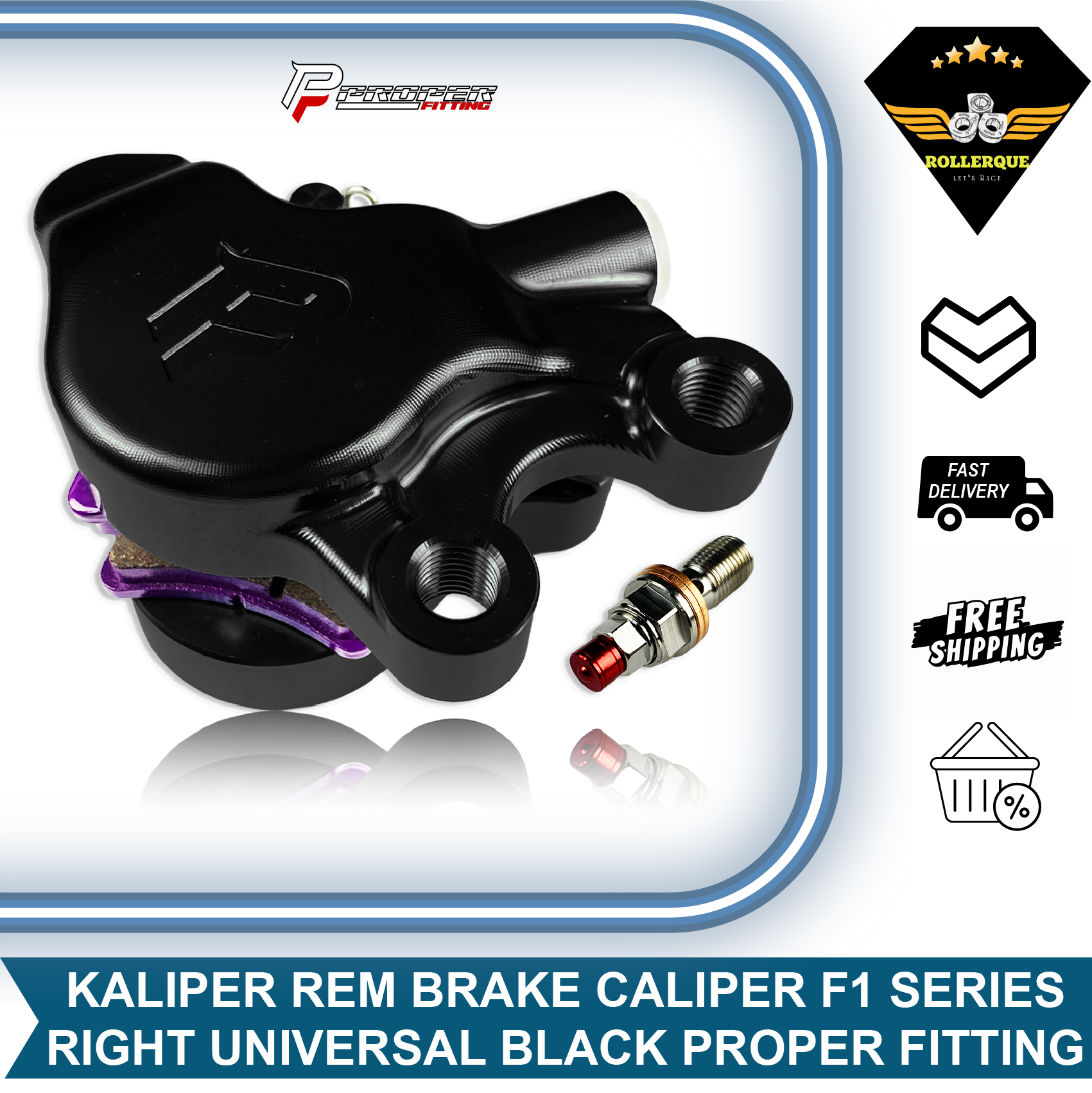 Motorcycle Brake Caliper Right Disc 2 Piston 2P Axial F1 Series Black Black Proper Fitting Harga 766,500 rupiah*Gratis Ongkir