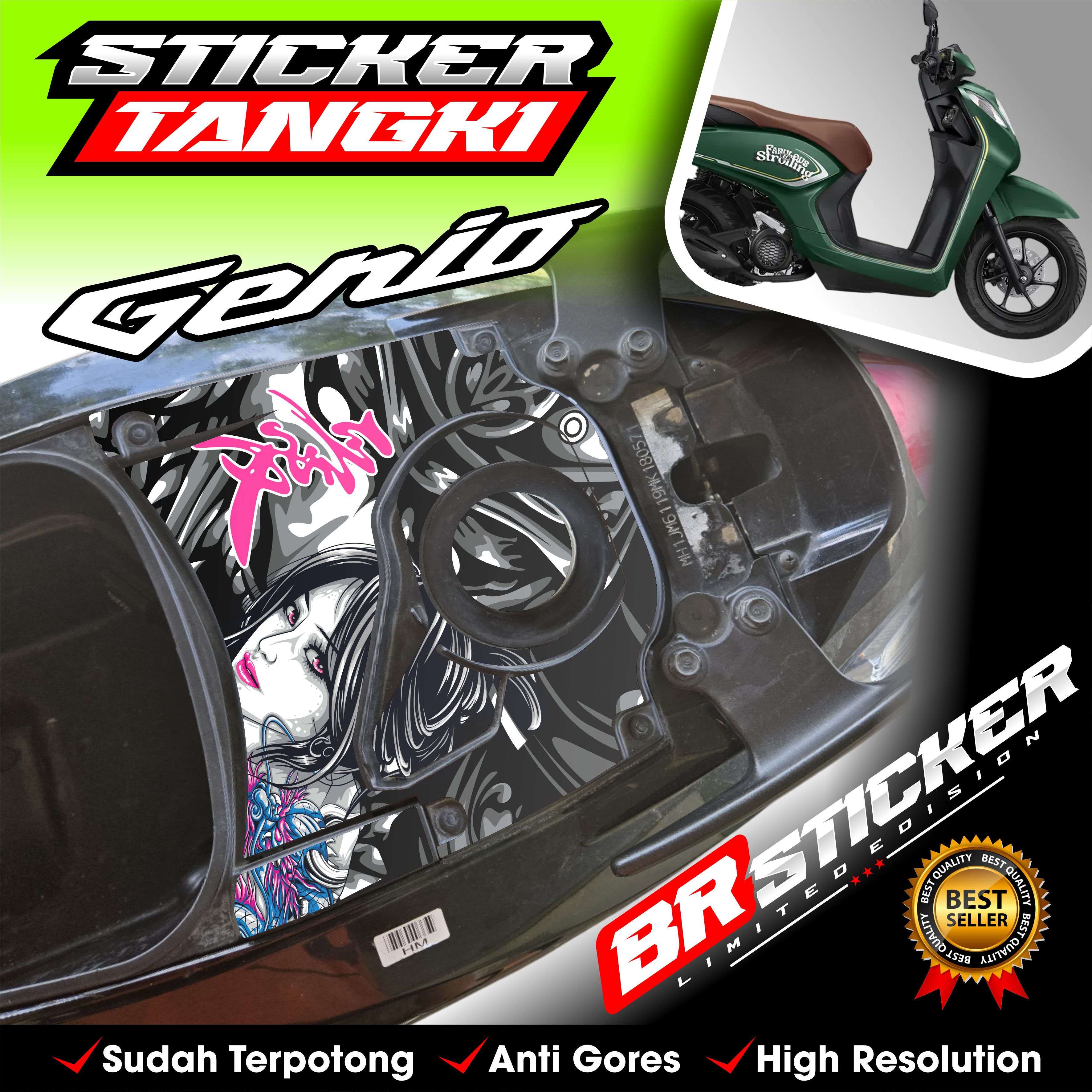 Bensi Honda Genio premium tank sticker motorcycle tank Genio new anti-viral fade Harga 18,500 rupiah*Gratis Ongkir