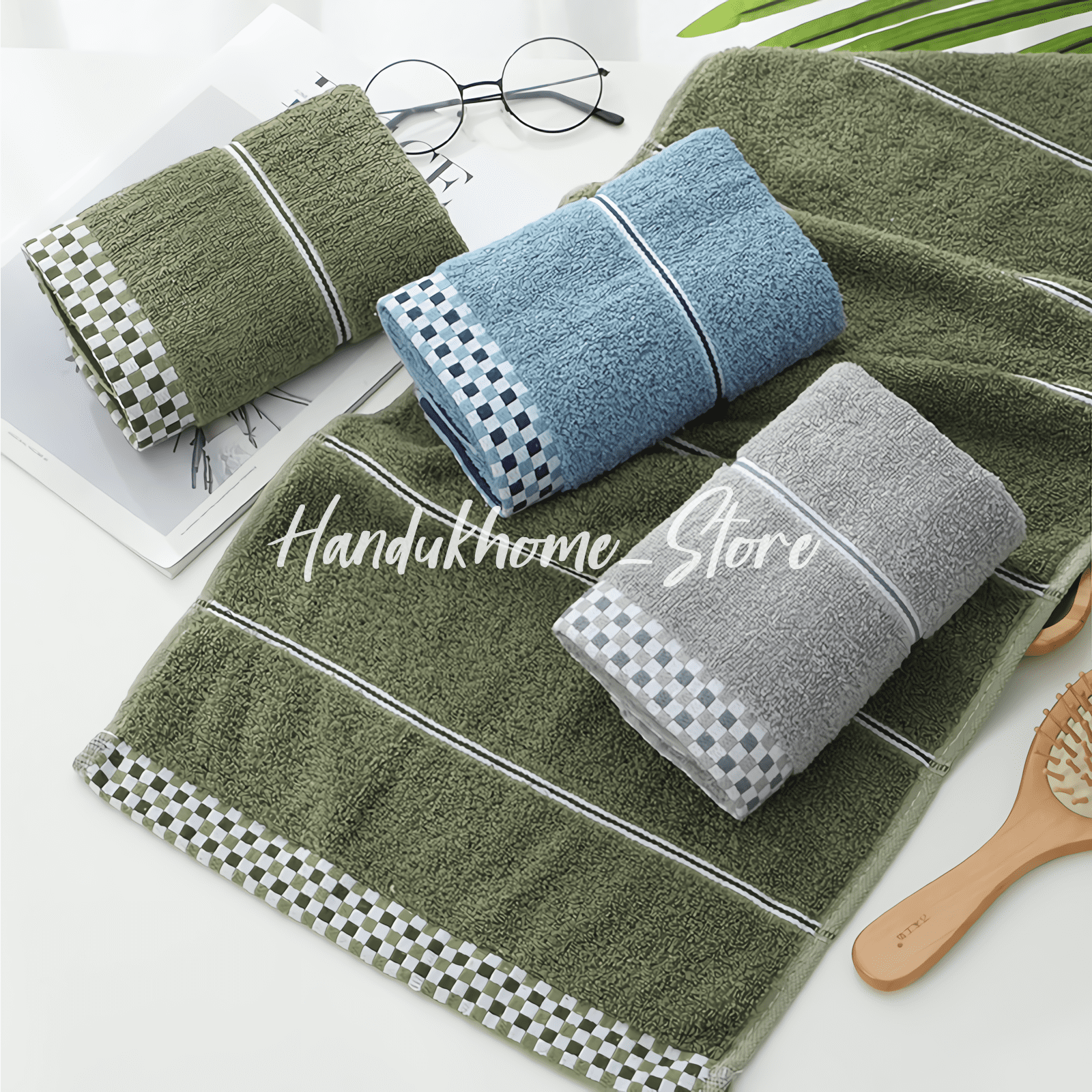 Handuk Muka / Handuk Olahraga Katun List Motif Kotak / Diamond / Garis / Daun / Garis Kotak Ukuran 35x75cm Premium Face Towel Cotton Handuk Jogging Lembut Serap Air Quick Dry Harga  11,800 rupiah*Gratis Ongkir
