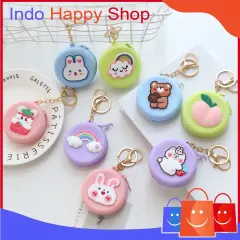 Dompet Koin Gantungan Kunci Wanita Karakter Cartoon Bahan Silikon Bulat 1015