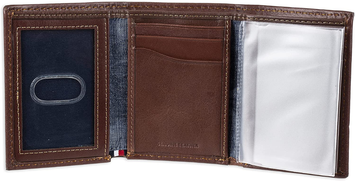 tommy hilfiger leather trifold wallet