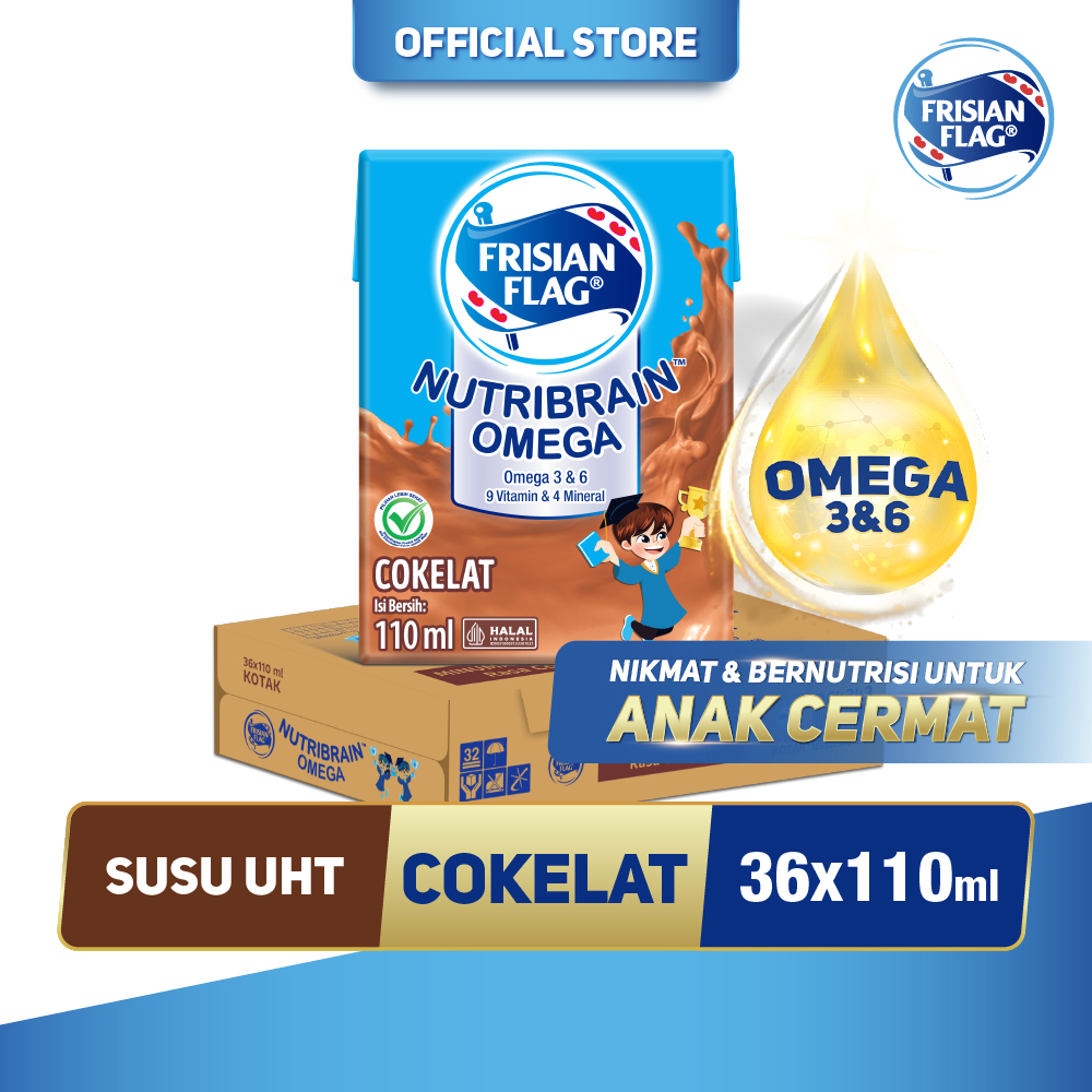Frisian Flag Omega Susu UHT Chocolate 110ml isi 36 pcs [Karton] - Merek Frisian Flag Harga 103,100 rupiah*Gratis Ongkir