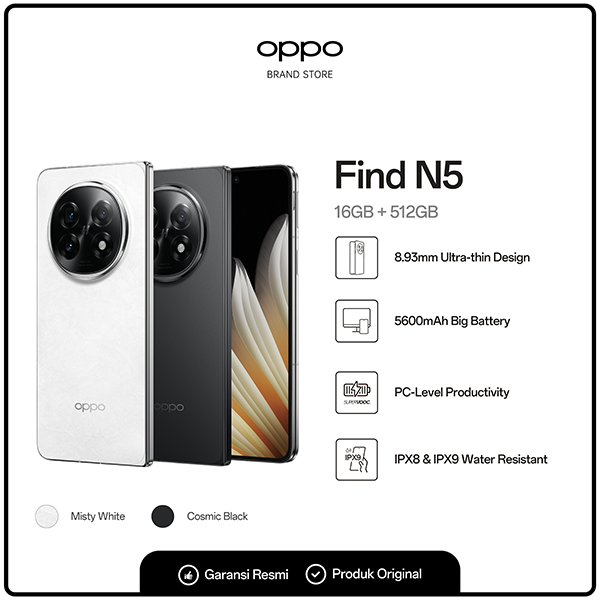 OPPO Find N5 Smarphone Lipat Ultra Tipis Harga  27,999,000 Ringgit*Penghantaran Percuma