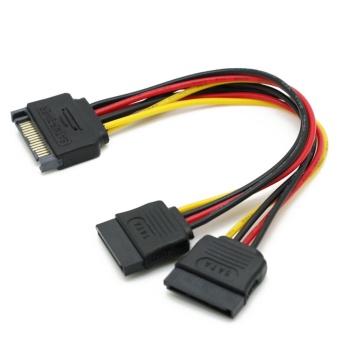 Gambar 15 Pin SATA Male To 2 Female 15 Pin Power Splitter Connector CableCord Adapter 20cm   intl