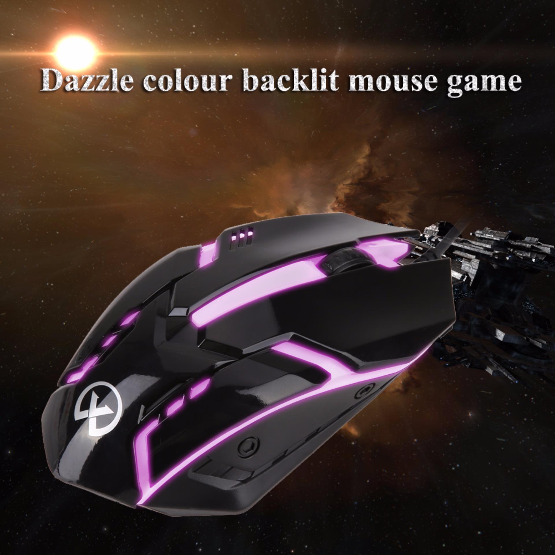 ... 1600 dpi USB LED warna-warni kabel optik 3D Gaming Mouse (hitam) ...