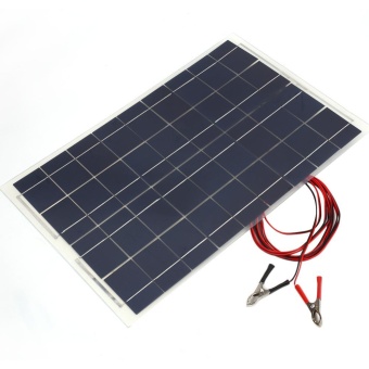 Gambar 18V 30W Portable Solar Panel Car Battery Bank Charger W AlligatorClip