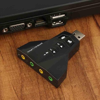 Gambar 1PC black USB 2.0 3D Audio Sound Card External Virtual 7.1 ChannelMic Adapter intl