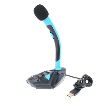 Gambar 1Pc Portable USB Powered Adjustable LED Light Desktop Microphone for PC(Blue)   intl