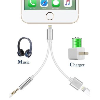 Gambar 2 in 1 Lightning iPhone 7 Adapter, Lightning Adapter and Charger,Lightning to 3.5mm Aux Headphone Jack Audio Adapter for iphone 7  7 Plus No Calling Function and Music Control   intl