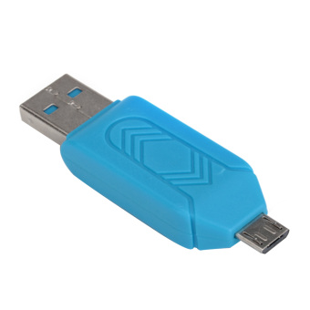 2-in-1 OTG Mikro SD Flash memori disebut TF Card Reader Micro USB 2.0 OTG untuk adaptor Android handphone tablet PC Komputer Biru