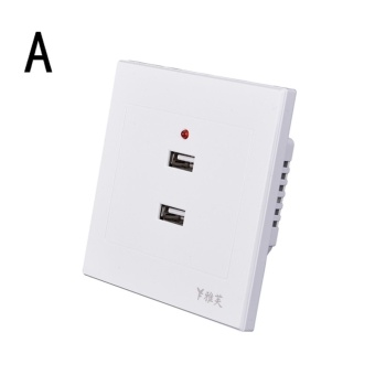 Gambar 2 USB Port Wall Charger Outlet AC Power Receptacle Socket PlatePanel White 2ports   intl