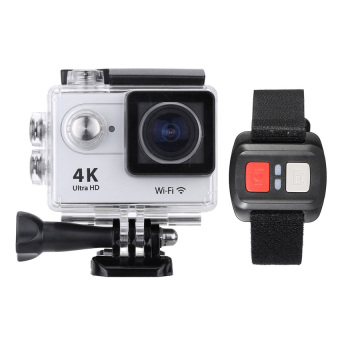 2.0â€? LCD 4K(3840Ã—2160) 15fps 1080P 60fps Full HD Wifi APP 30MWaterproof 12MP Sports Action Camera DV 170Â°Wide Angle Lens withRemote Watch (Silver)  