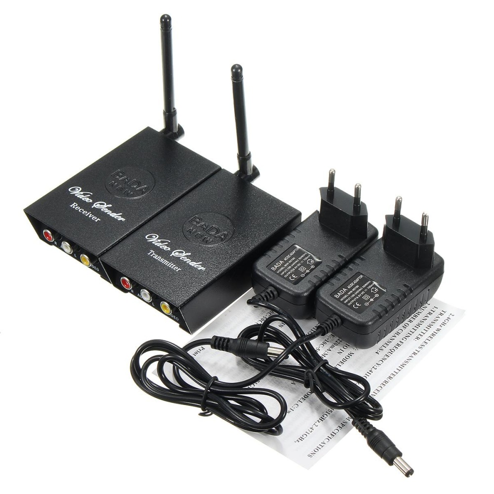 2.4 GHz Nirkabel Audio Video AV TV Transmitter Receiver Set 4 CH Saluran TV VCR UNI EROPA-Internasional
