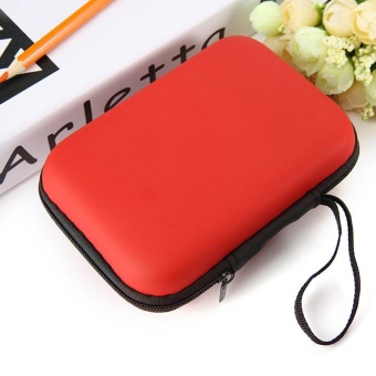 Gambar 2.5 inch EVA Earphone Cable Bag Hard Charging USB Case Protective Organizer Box red   intl