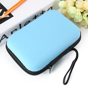 Gambar 2.5 inch EVA Earphone Cable Bag Hard Charging USB Case Protective Organizer Box sky blue    intl