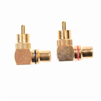 Gambar 2pcs Set Gold Plated Right Angle Rca Adaptor Male To Female PlugConnectors   intl