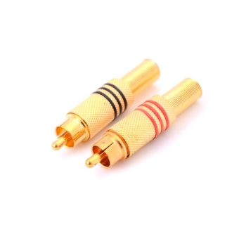 Gambar 2Set Gold Plated Rca Phono Male Plug Solder Audio Video CableAdapter Connectors   intl