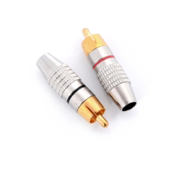 Gambar 2Set Rca Male Plug Solder Audio Video Cable Adapters ConnectorsGold Plated   intl