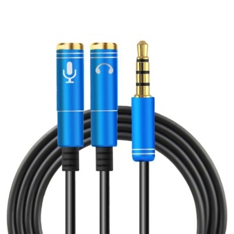 Gambar 30cm 3.5mm Stereo Audio Male to 2 Female Headset Mic Y SplitterCable Adapter BU   intl