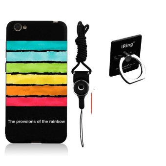 Gambar 3D Relief Silica Gel Soft Phone Case for Vivo Y55 with a Rope and aRing (Multicolor)