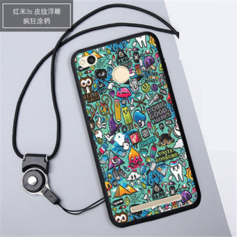 Gambar 3D Relief Silica Gel Soft Phone Case for Xiaomi Redmi 3S with aRope (Multicolor)