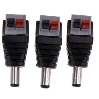 Gambar 3pcs 5.5 X 2.1mm Pressing DC Power Male Connector Adapter for LEDStrip (Black)   intl