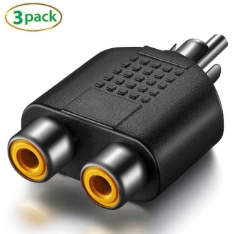 Gambar 3x RCA Y Splitter 1 Male Plug to 2 Female Jack Adapter Audio CableConverter   intl