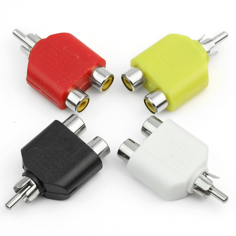 4 X RCA Pembelah Y AV Audio Video Konverter Steker 1 Laki-laki For 2 Wanita Adaptor Kabel- Internasional