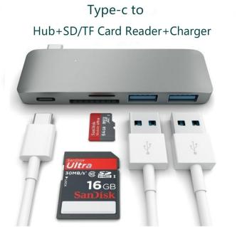Gambar 5 In 1 USB 3.0 Hub Adapter USB C Type C Charging   DataSync(Dark grey)   intl