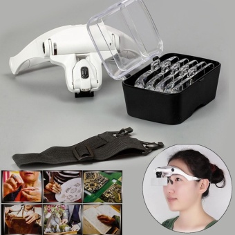 Gambar 5 Lens Headset Deluxe Magnifier Hand Free Magnifying Glass LEDEyelash Extension   intl