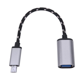 Gambar 6.9inch Braided Alloy Micro USB Male to USB Female OTG AdapterCable   intl