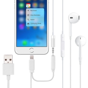 Gambar 8 Pin and 3.5mm To USB Audio Adapter For IPhone 7   IPhone 7 Plus  IPhone 6 and 6s   IPhone 6 Plus and 6s Plus, Not Support IOS 10.3.1Or Above Mobile Phones, Length About 20cm(White)   intl