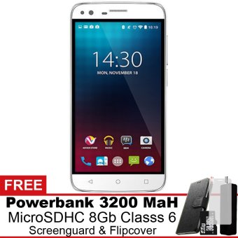 Advan i5 4G LTE - 8 GB - Putih Gratis Powerbank + Micro SDHC 8Gb + Screenguard + Flipcover  