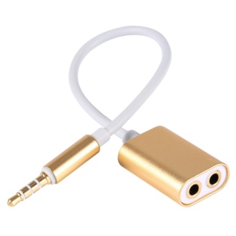 Gambar Aluminum 3.5mm Male to 2 Female Headphone Splitter Cable Adapterfor Smartphone Glod intl