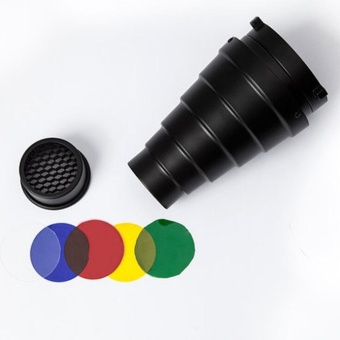 Gambar Aluminum For Bowens Conical Metal Snoot With Honeycomb Grid +5 Colors Filters   intl