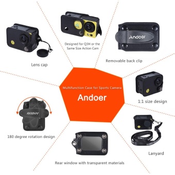 Andoer Clip-on Black Sports Camera Protecive Carrying Hanging CaseBag With Neck Lanyard & Lens Cap For Andoer Q3H / Q3 Or TheSame Size Action Cam - Intl Pebruari 2019 - 5 Andoer Clip-on Black Sports Camera Protecive Carrying Hanging CaseBag with Neck Lanyard & Lens Cap for Andoer Q3H / Q3 or theSame Size Action Cam - intl - 5