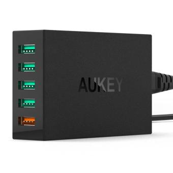 Gambar Aukey 54w Qc 2.0 Fast Rapid Usb Desktop Mobile Wall Charger 5 PortEu Plug With Qualcomm Quick Charge 2.0 Aipower Tech