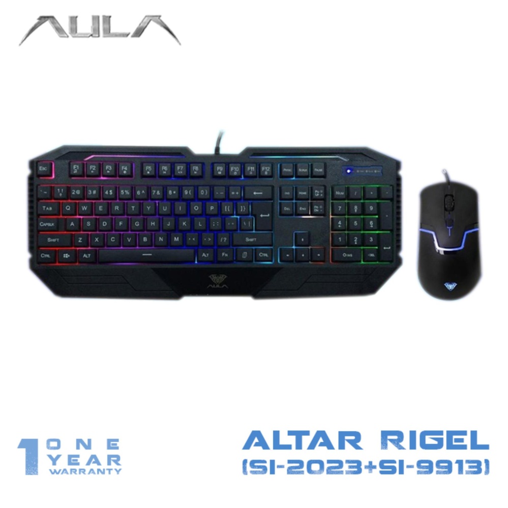 AULA Keyboard Mouse Combo Gaming Altar Rigel Backlight - Hitam